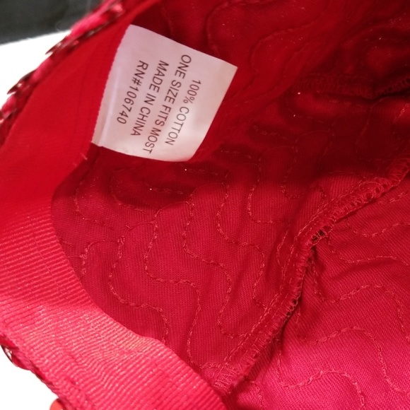 Red Sequin Glamour Hat Cap. - Picture 8 of 8